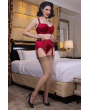 Classic satin garter belt with lace front and six adjustable straps in Holiday Red by Secrets in Lace