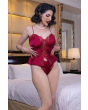 Vintage satin camisole set in holiday red with delicate lace detailing